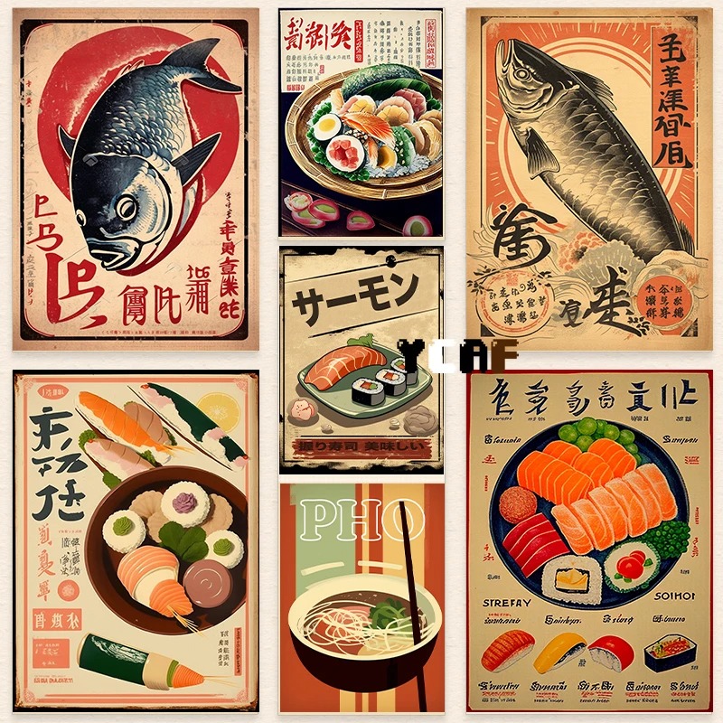 Japanese Food Lifestyle - Cartaz de comida estilo japonês vintage,